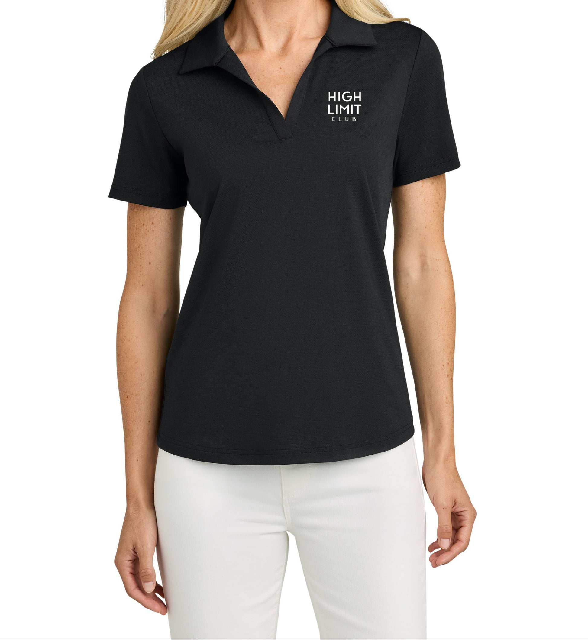 High Limit Club, 3D Effect Stack Logo, TravisMathew Women’s Onward Polo- Black