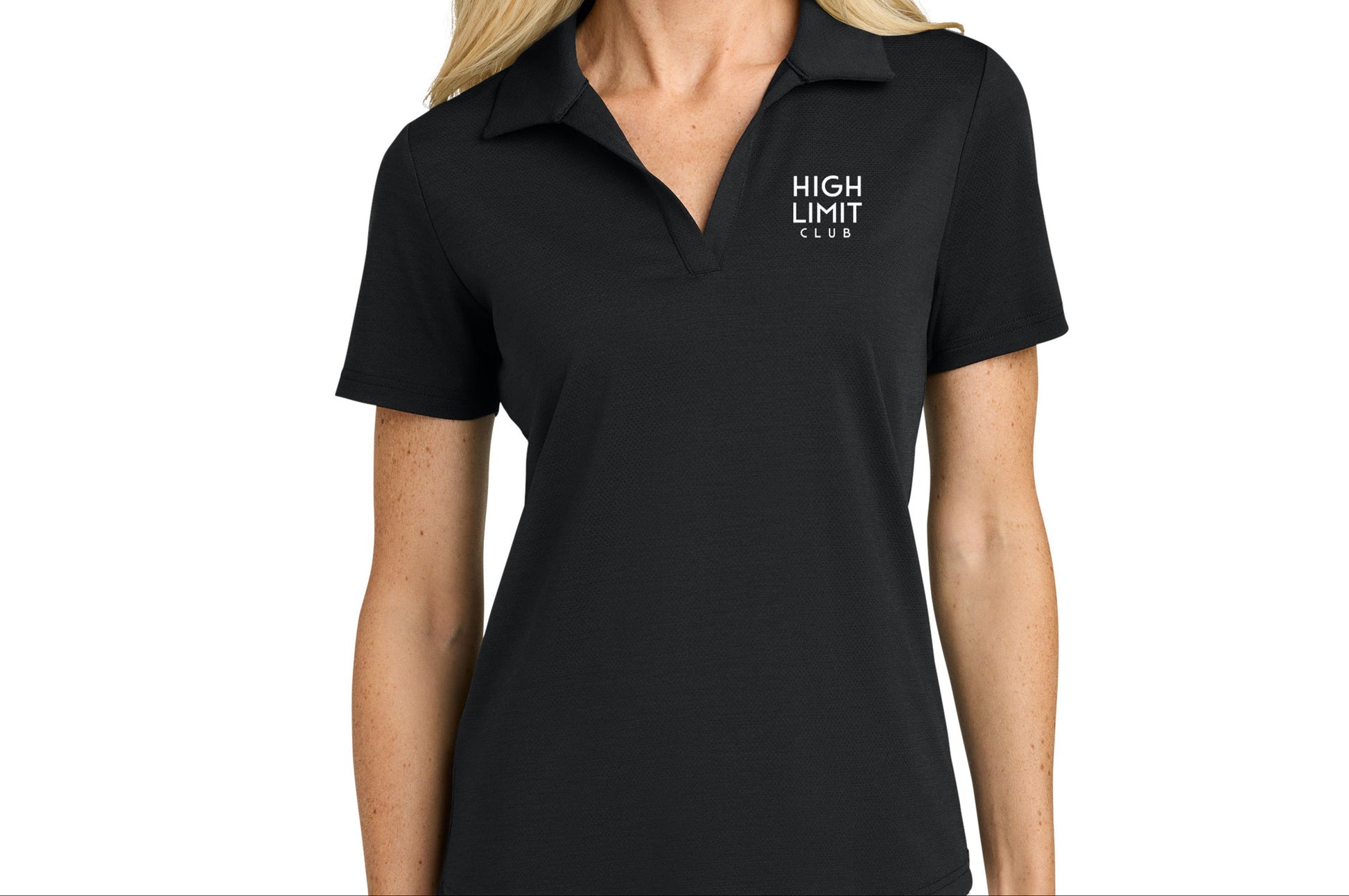 High Limit Club, 3D Effect Stack Logo, TravisMathew Women’s Onward Polo- Black