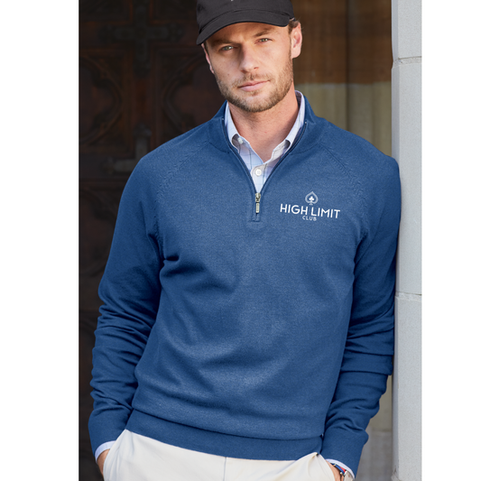High Limit Club embroidered, Brooks Brothers® Cotton Stretch 1/4-Zip Sweater