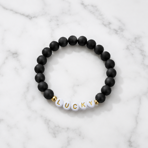 High Limit Club, "LUCKY", Men's Premium Beaded Bracelet