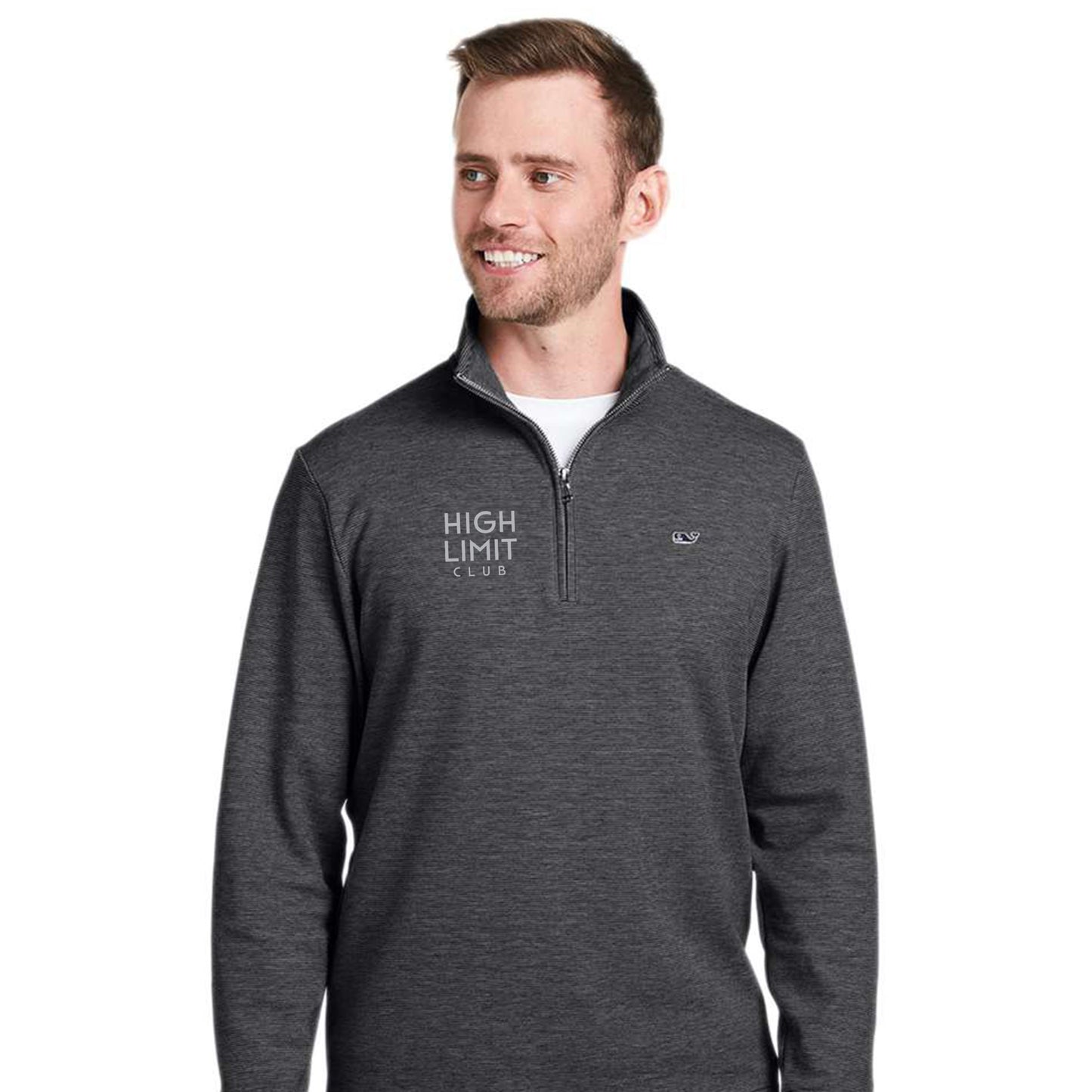 High Limit Club, HLC 3D Effect Logo, Vineyard Vines Men's Saltwater Quarter-Zip Pullover - Granite