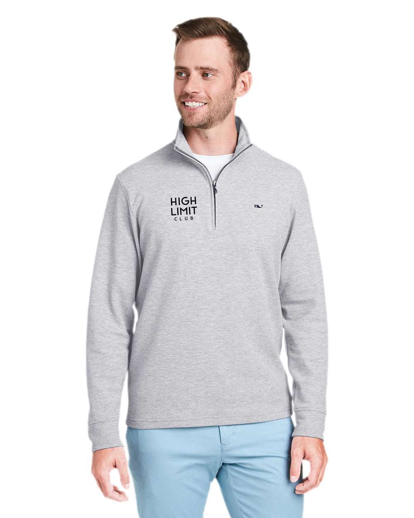 High Limit Club, HLC 3D Effect Logo, Vineyard Vines Men's Saltwater Quarter-Zip Pullover - Granite