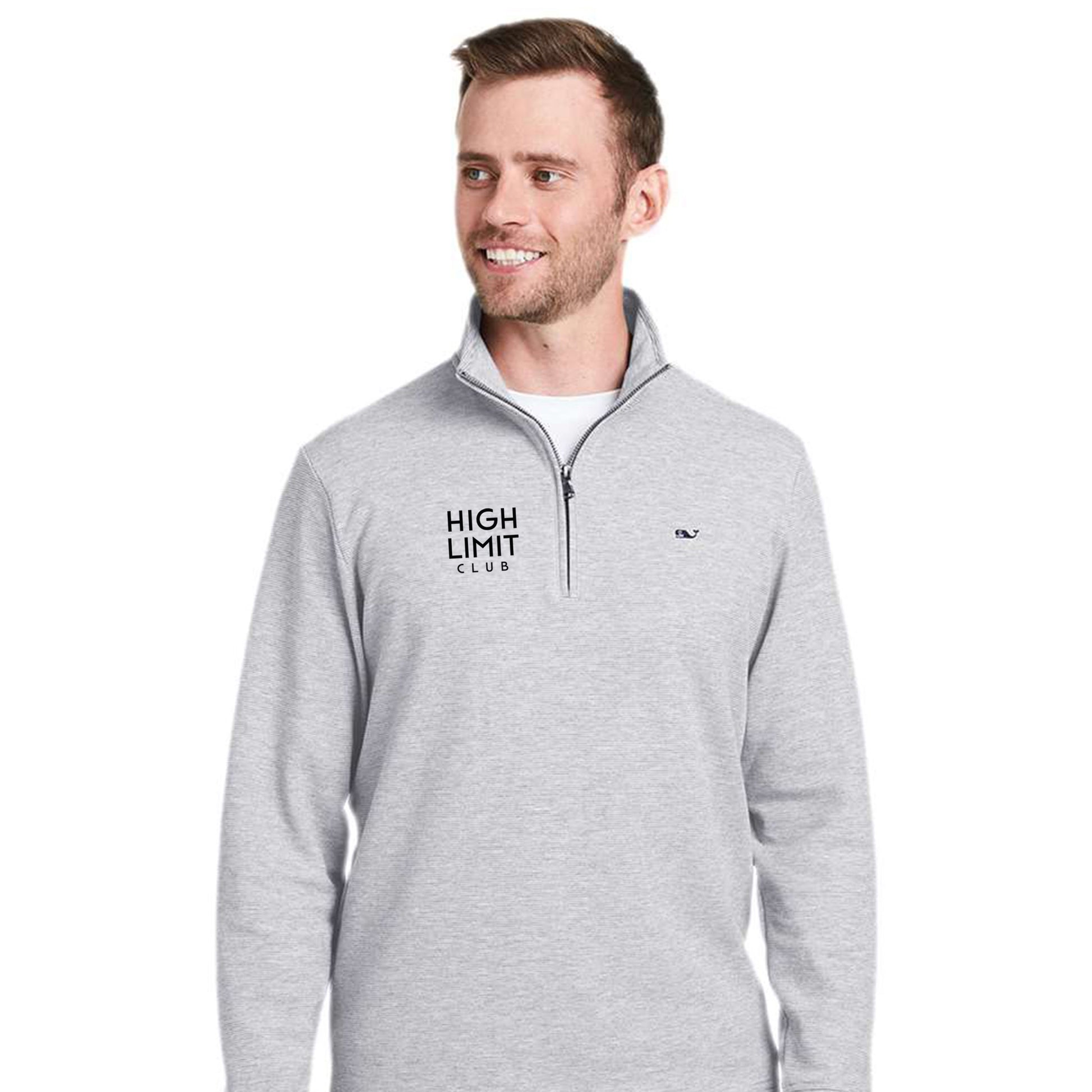 High Limit Club, HLC 3D Effect Logo, Vineyard Vines Men's Saltwater Quarter-Zip Pullover - Granite